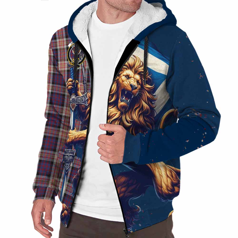 Tartan Vibes Clothing Carnegie Tartan Family Crest Sherpa Hoodie with Scottish Majestic Lion