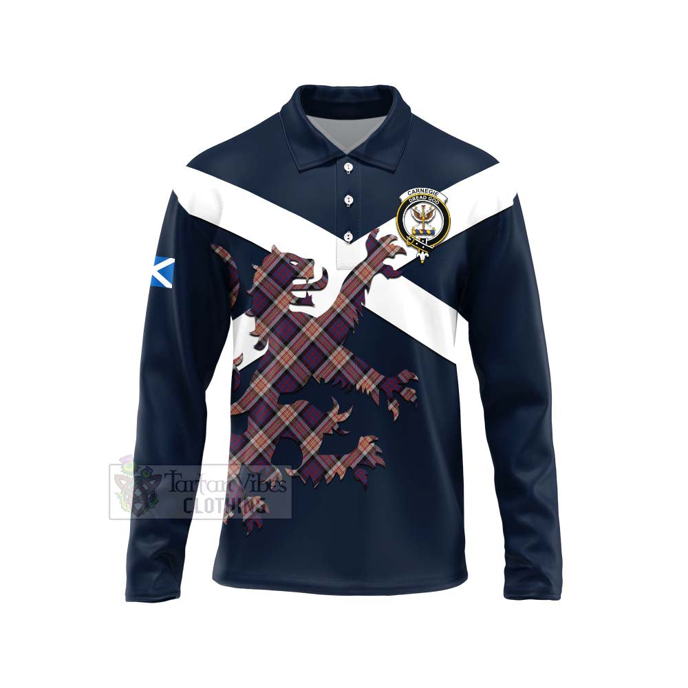 Tartan Vibes Clothing Carnegie Tartan Lion Rampant Long Sleeve Polo Shirt – Proudly Display Your Heritage with Alba Gu Brath and Clan Name