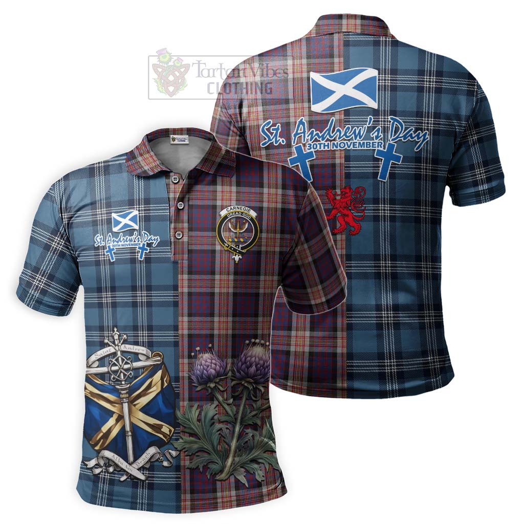 Tartan Vibes Clothing Carnegie Tartan Polo Shirt Happy St. Andrew's Day Half Tartan Style