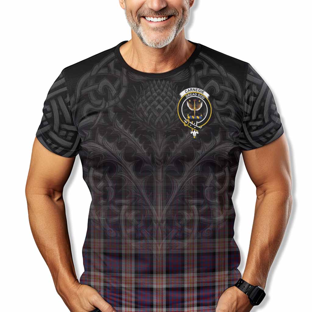 Tartan Vibes Clothing Carnegie Tartan T-Shirt with Family Crest Celtic Thistle Vibes