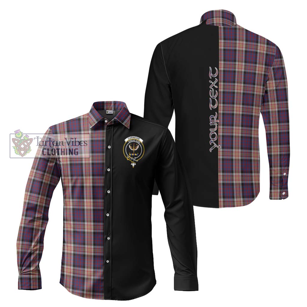 Tartan Vibes Clothing Carnegie Tartan Long Sleeve Button Shirt with Family Crest and Half Of Me Style