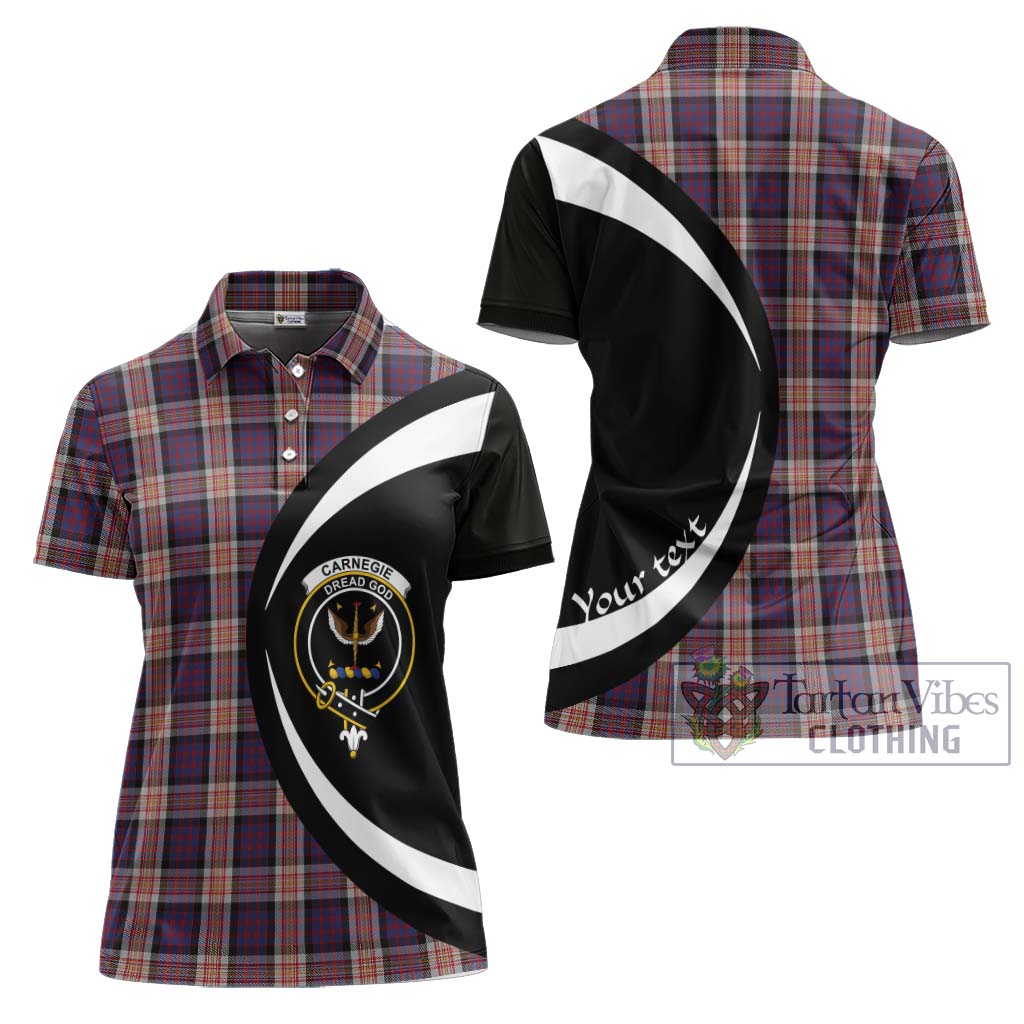 Carnegie Tartan Women's Polo Shirt with Family Crest Circle Style Women - Tartan Vibes Clothing