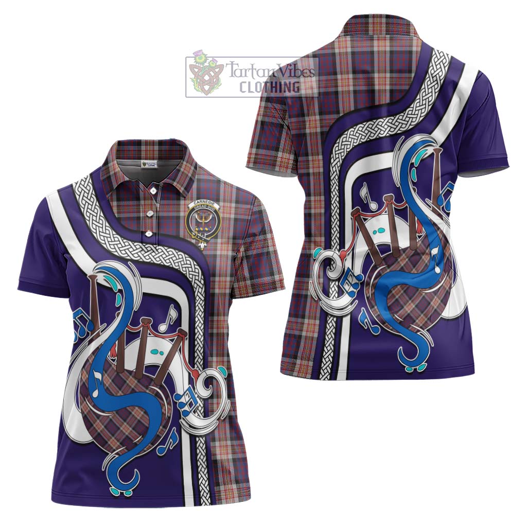 Tartan Vibes Clothing Carnegie Tartan Women's Polo Shirt with Epic Bagpipe Style