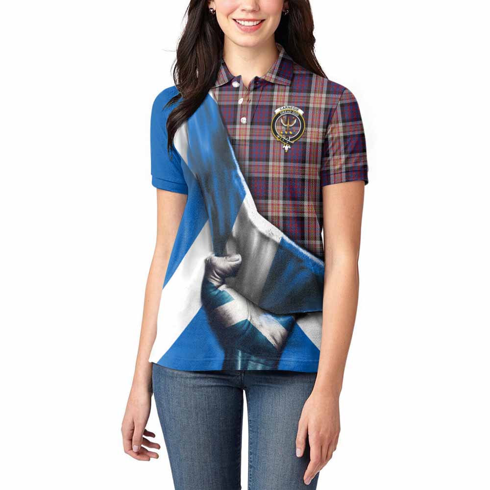 Tartan Vibes Clothing Carnegie Tartan Women's Polo Shirt with Family Crest Scotland Patriotic Style