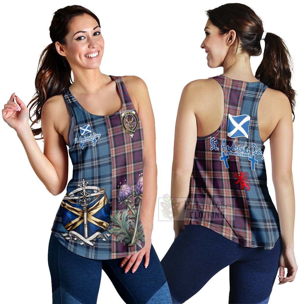 Tartan Vibes Clothing Carnegie Tartan Women's Racerback Tanks Happy St. Andrew's Day Half Tartan Style