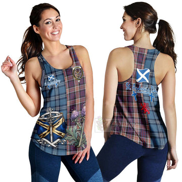 Carnegie Tartan Women's Racerback Tanks Happy St. Andrew's Day Half Tartan Style