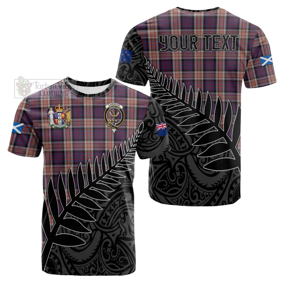 Tartan Vibes Clothing Carnegie Crest Tartan Cotton T-shirt with New Zealand Silver Fern Half Style