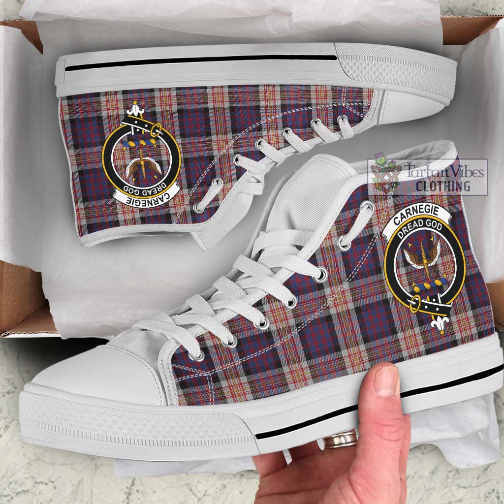 Tartan Vibes Clothing Carnegie Tartan High Top Shoes with Family Crest