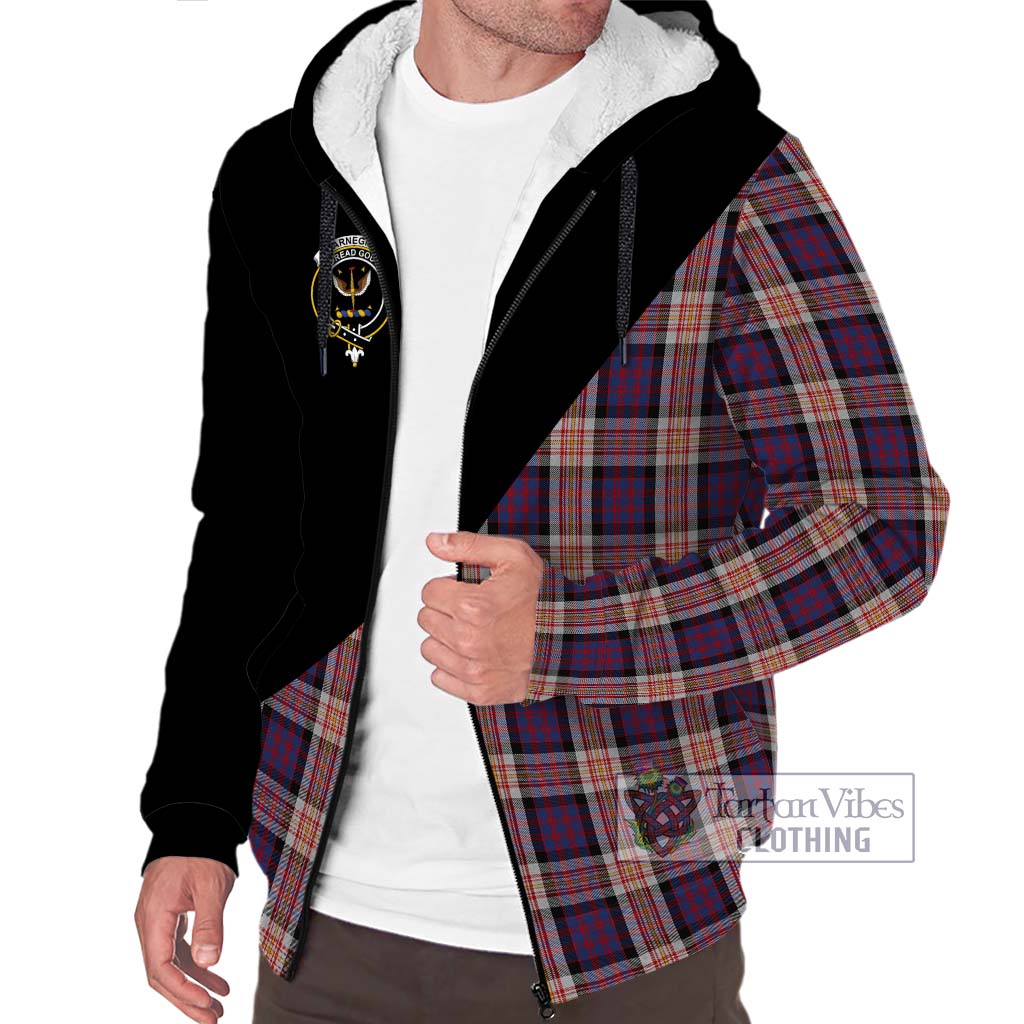 Tartan Vibes Clothing Carnegie Tartan Sherpa Hoodie with Family Crest and Military Logo Style