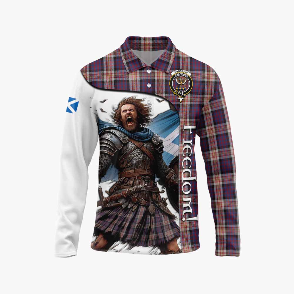 Tartan Vibes Clothing Carnegie Crest Tartan Long Sleeve Polo Shirt Inspired by the Freedom of Scottish Warrior