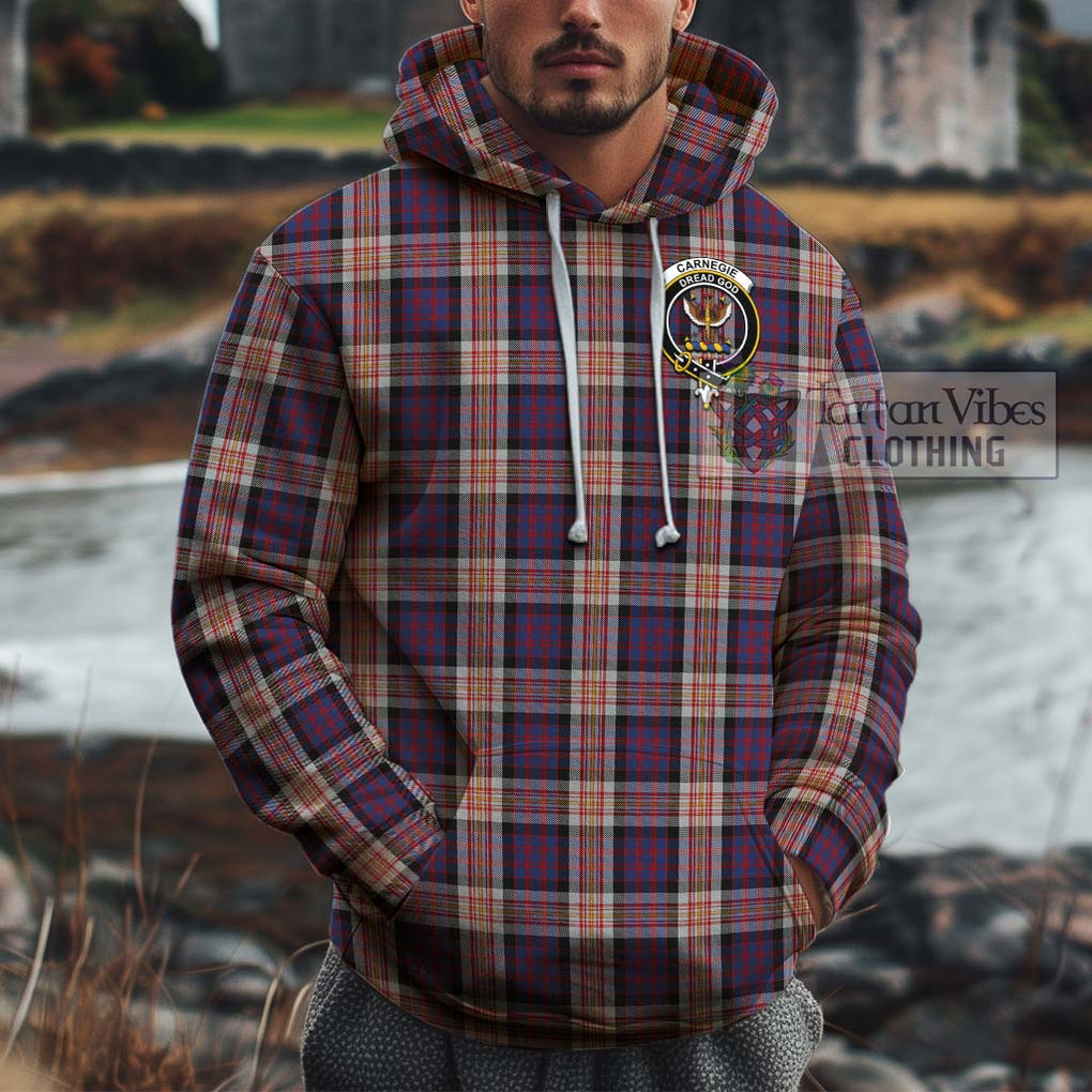 Carnegie Tartan Cotton Hoodie with Family Crest Pullover Hoodie XS - Tartan Vibes Clothing