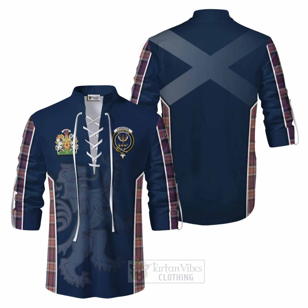 Tartan Vibes Clothing Carnegie Tartan Ghillie Kilt Shirt with Family Crest and Lion Rampant Vibes Sport Style