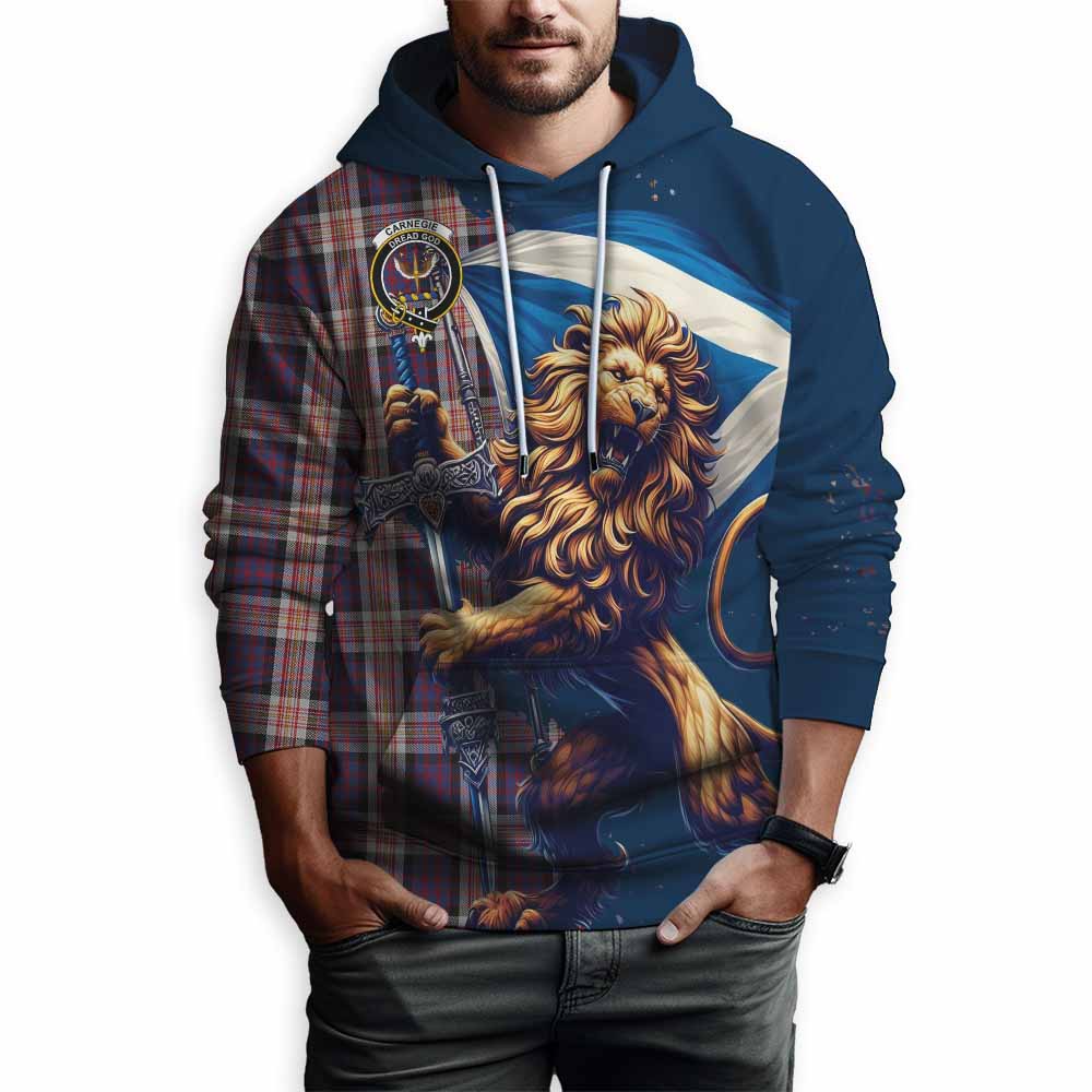 Tartan Vibes Clothing Carnegie Tartan Family Crest Hoodie with Scottish Majestic Lion