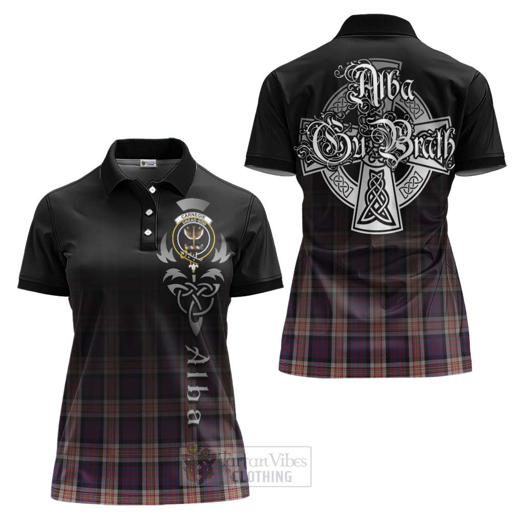 Tartan Vibes Clothing Carnegie Tartan Women's Polo Shirt Featuring Alba Gu Brath Family Crest Celtic Inspired