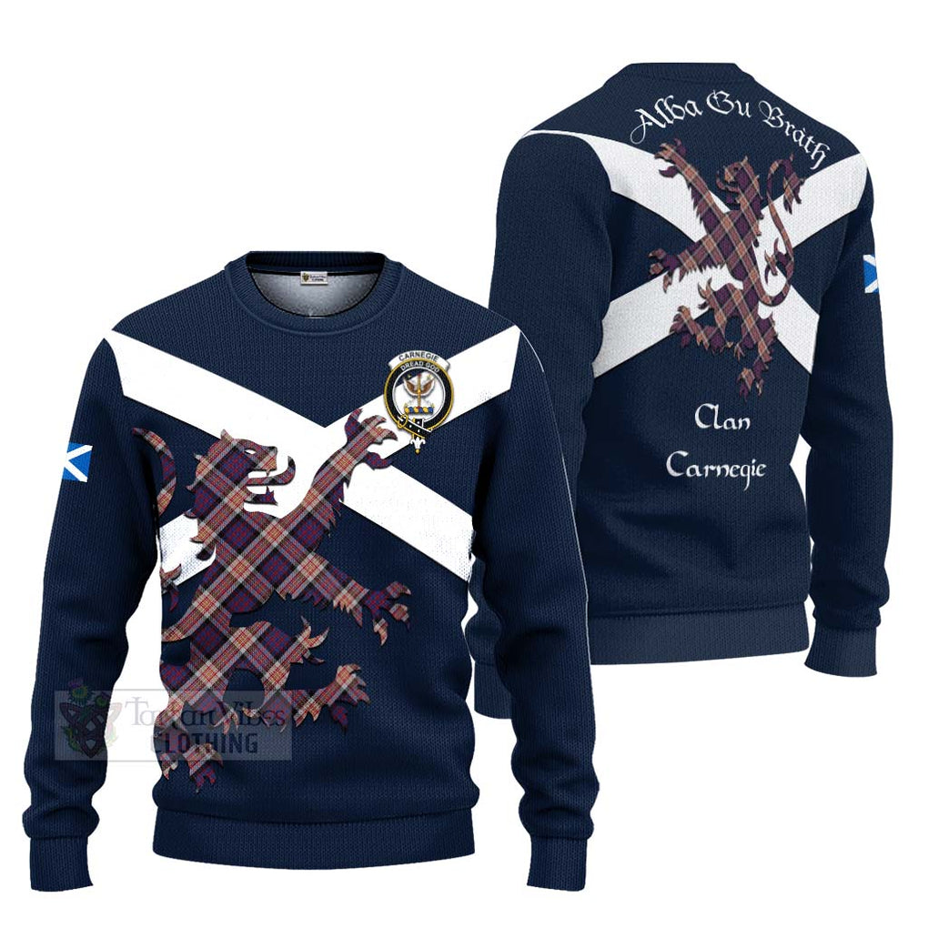 Tartan Vibes Clothing Carnegie Tartan Lion Rampant Knitted Sweater – Proudly Display Your Heritage with Alba Gu Brath and Clan Name