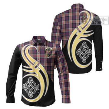 Carnegie Tartan Long Sleeve Button Shirt with Family Crest and Celtic Symbol Style