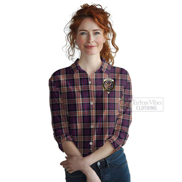 Carnegie Tartan Women's Casual Shirt with Family Crest Celtic Skull Style