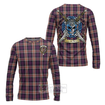 Carnegie Tartan Long Sleeve T-Shirt with Family Crest Celtic Skull Style