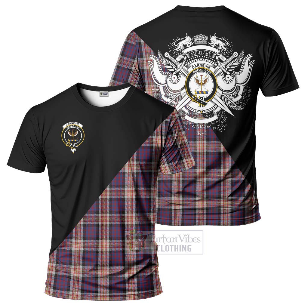 Tartan Vibes Clothing Carnegie Tartan T-Shirt with Family Crest and Military Logo Style