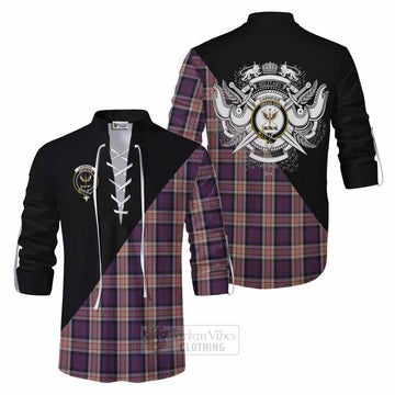 Carnegie Tartan Ghillie Kilt Shirt with Family Crest and Military Logo Style