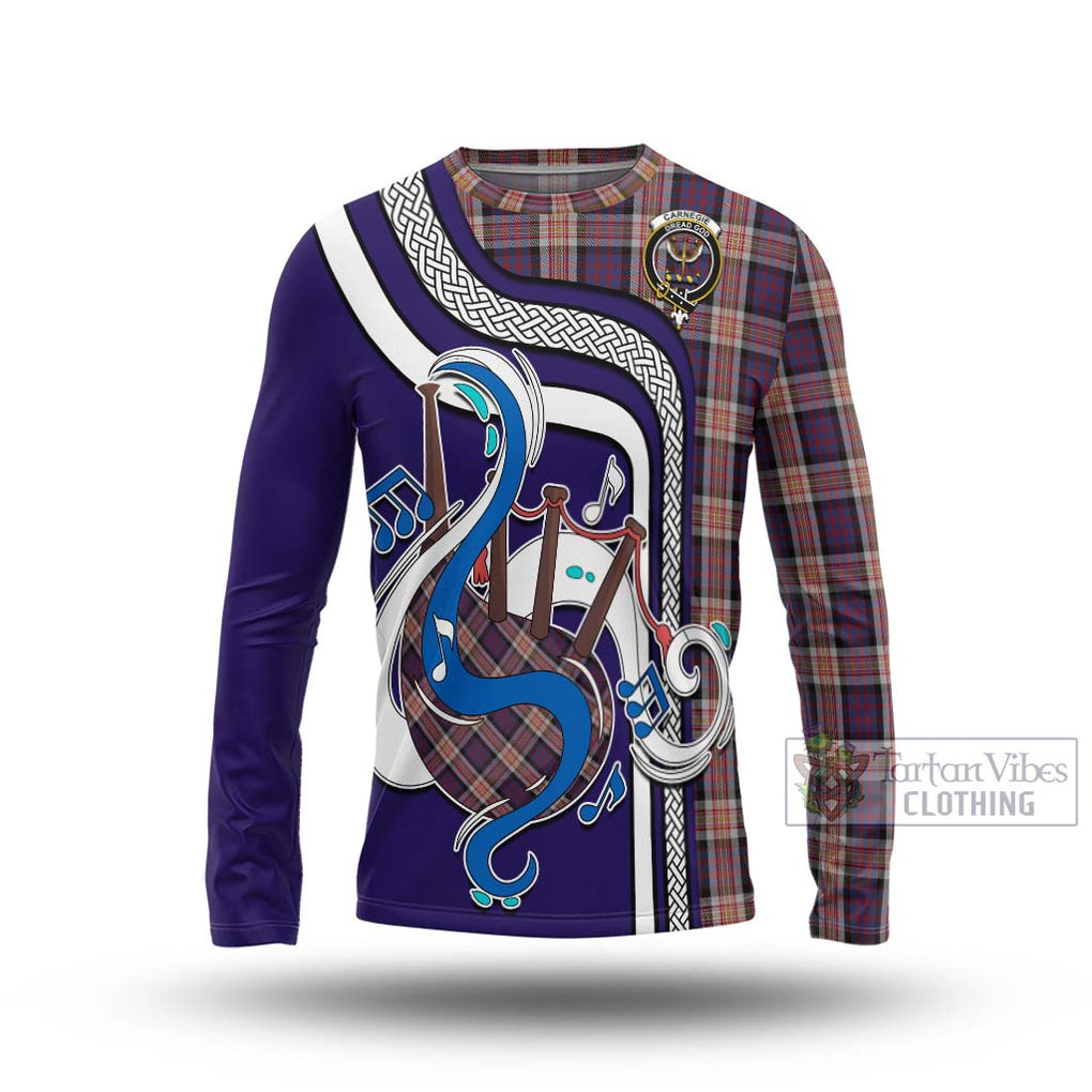 Tartan Vibes Clothing Carnegie Tartan Long Sleeve T-Shirt with Epic Bagpipe Style