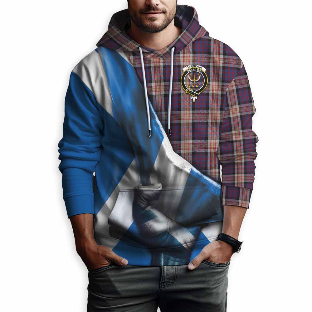 Tartan Vibes Clothing Carnegie Tartan Hoodie with Family Crest Scotland Patriotic Style