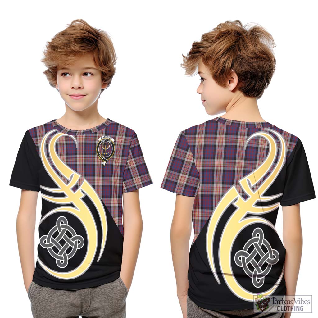 Carnegie Tartan Kid T-Shirt with Family Crest and Celtic Symbol Style Youth XL Size14 - Tartan Vibes Clothing