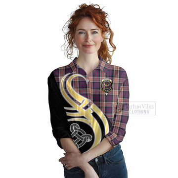 Carnegie Tartan Women's Casual Shirt with Family Crest and Celtic Symbol Style