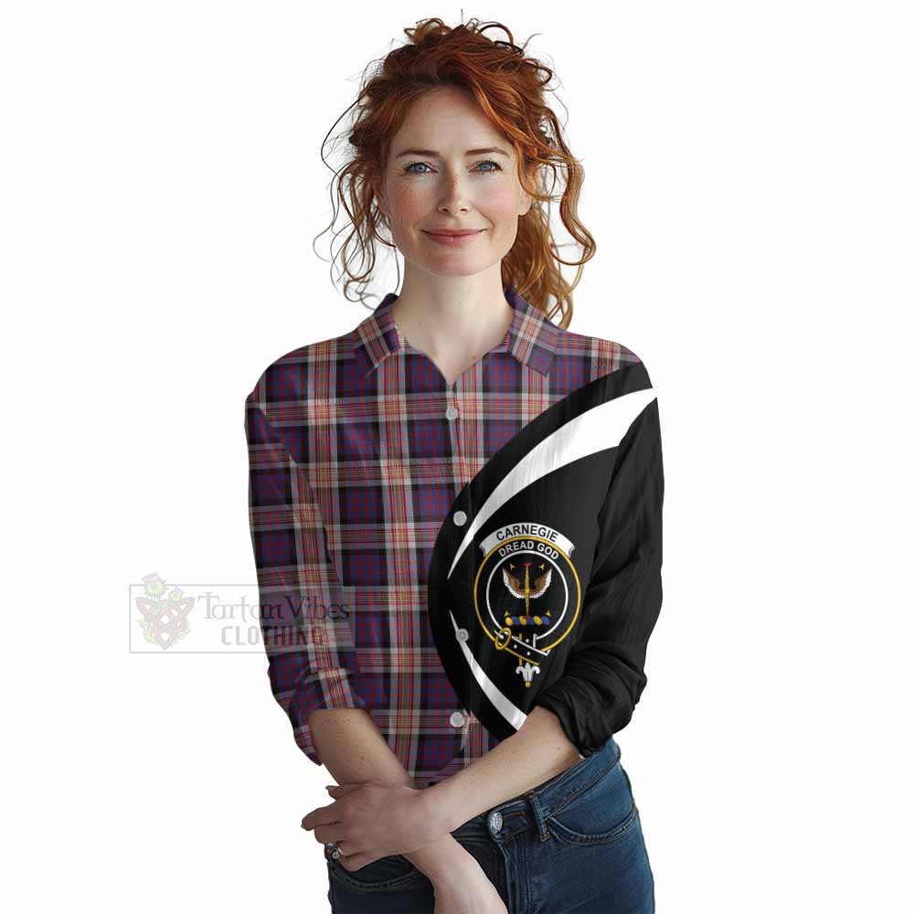 Tartan Vibes Clothing Carnegie Tartan Women's Casual Shirt with Family Crest Circle Style