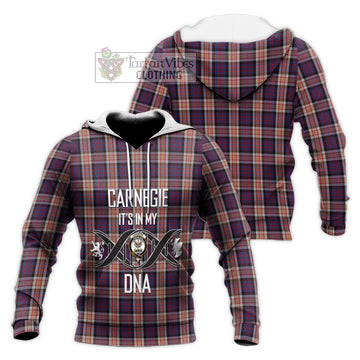 Carnegie Tartan Knitted Hoodie with Family Crest DNA In Me Style