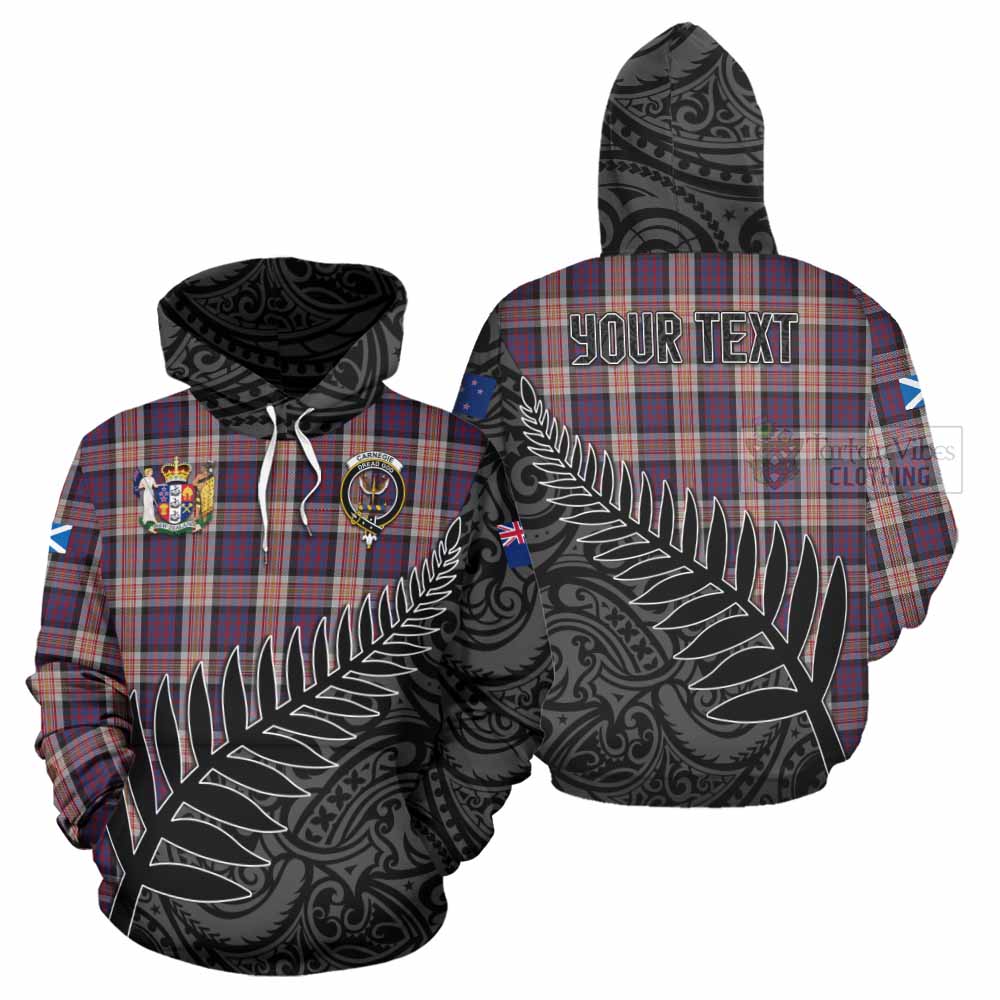 Tartan Vibes Clothing Carnegie Crest Tartan Hoodie with New Zealand Silver Fern Half Style