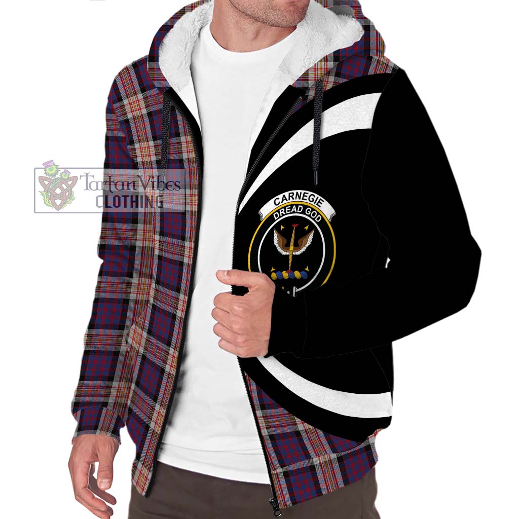 Tartan Vibes Clothing Carnegie Tartan Sherpa Hoodie with Family Crest Circle Style