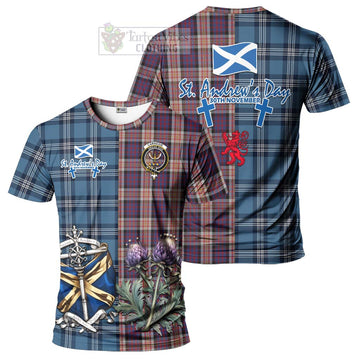 Carnegie Tartan T-Shirt Happy St. Andrew's Day Half Tartan Style