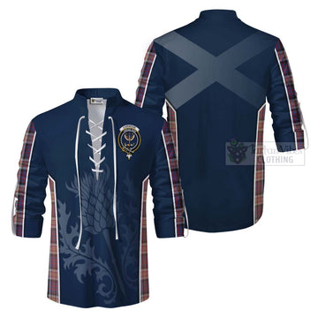 Carnegie Tartan Ghillie Kilt Shirt with Family Crest and Scottish Thistle Vibes Sport Style