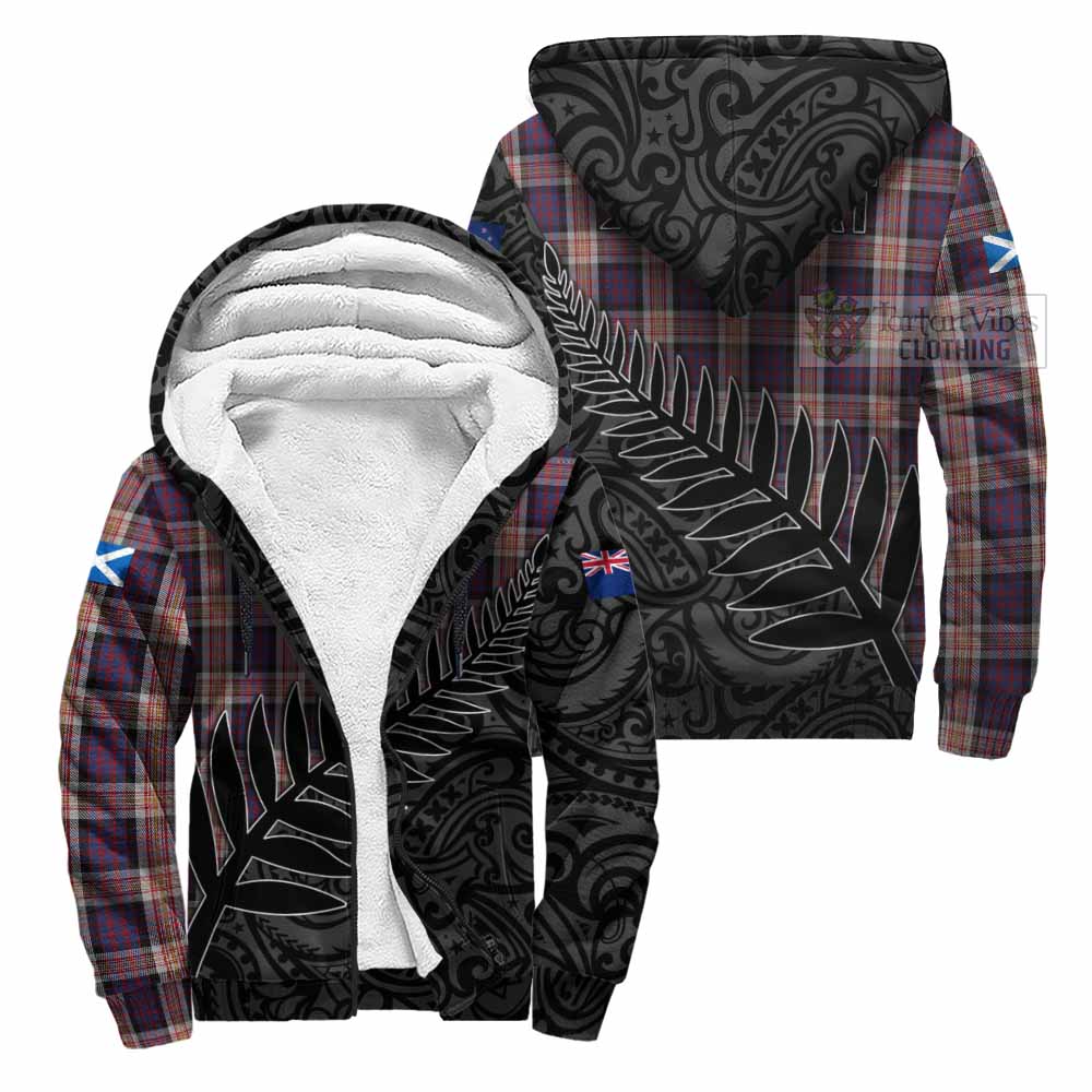 Tartan Vibes Clothing Carnegie Crest Tartan Sherpa Hoodie with New Zealand Silver Fern Half Style