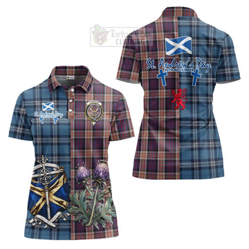 Carnegie Tartan Women's Polo Shirt Happy St. Andrew's Day Half Tartan Style