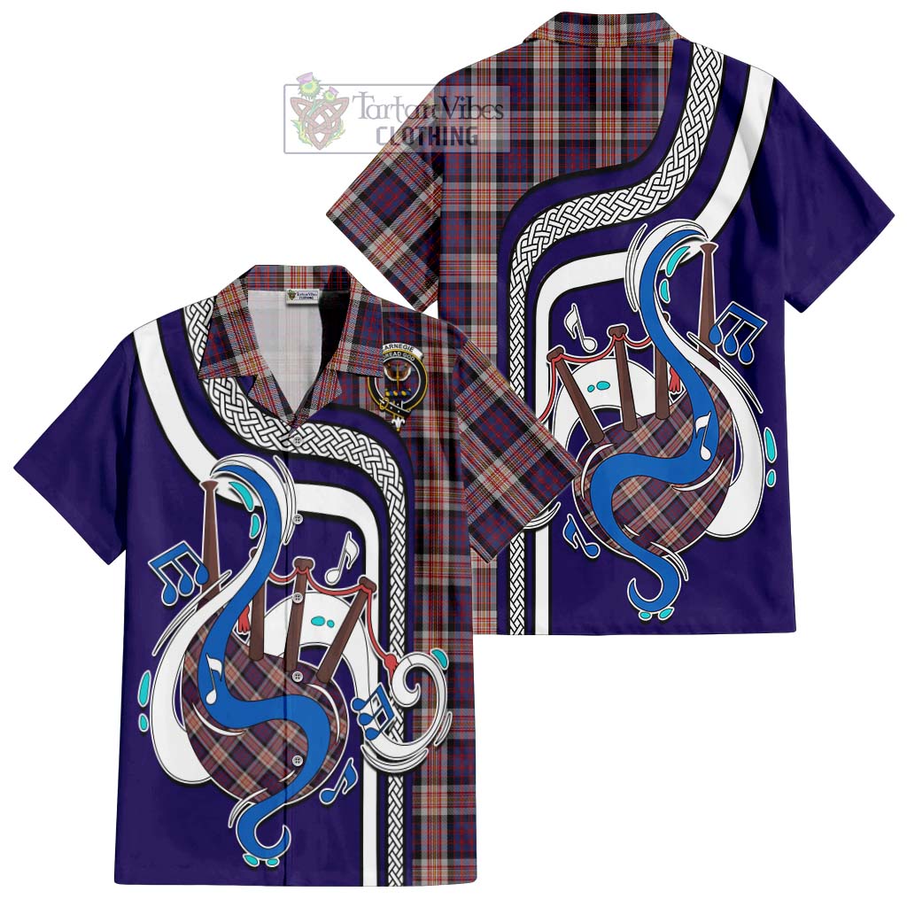 Tartan Vibes Clothing Carnegie Tartan Short Sleeve Button Shirt with Epic Bagpipe Style