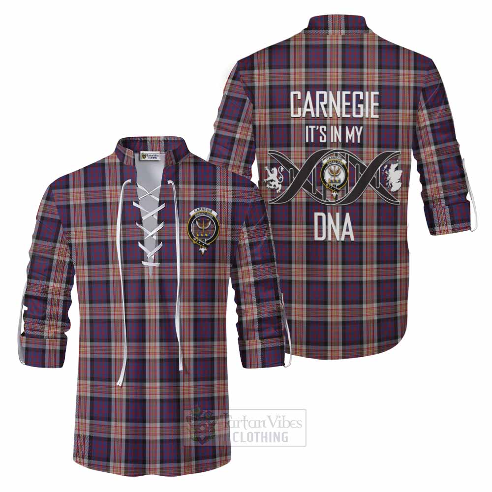 Tartan Vibes Clothing Carnegie Tartan Ghillie Kilt Shirt with Family Crest DNA In Me Style