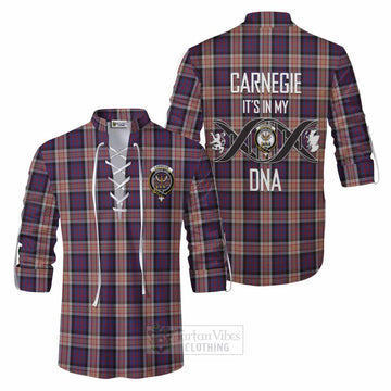 Carnegie Tartan Ghillie Kilt Shirt with Family Crest DNA In Me Style