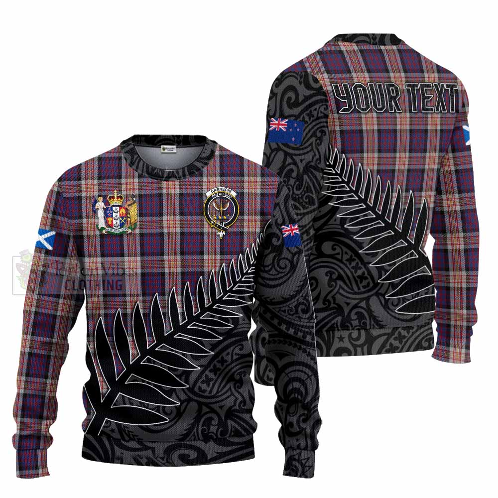 Tartan Vibes Clothing Carnegie Crest Tartan Knitted Sweater with New Zealand Silver Fern Half Style