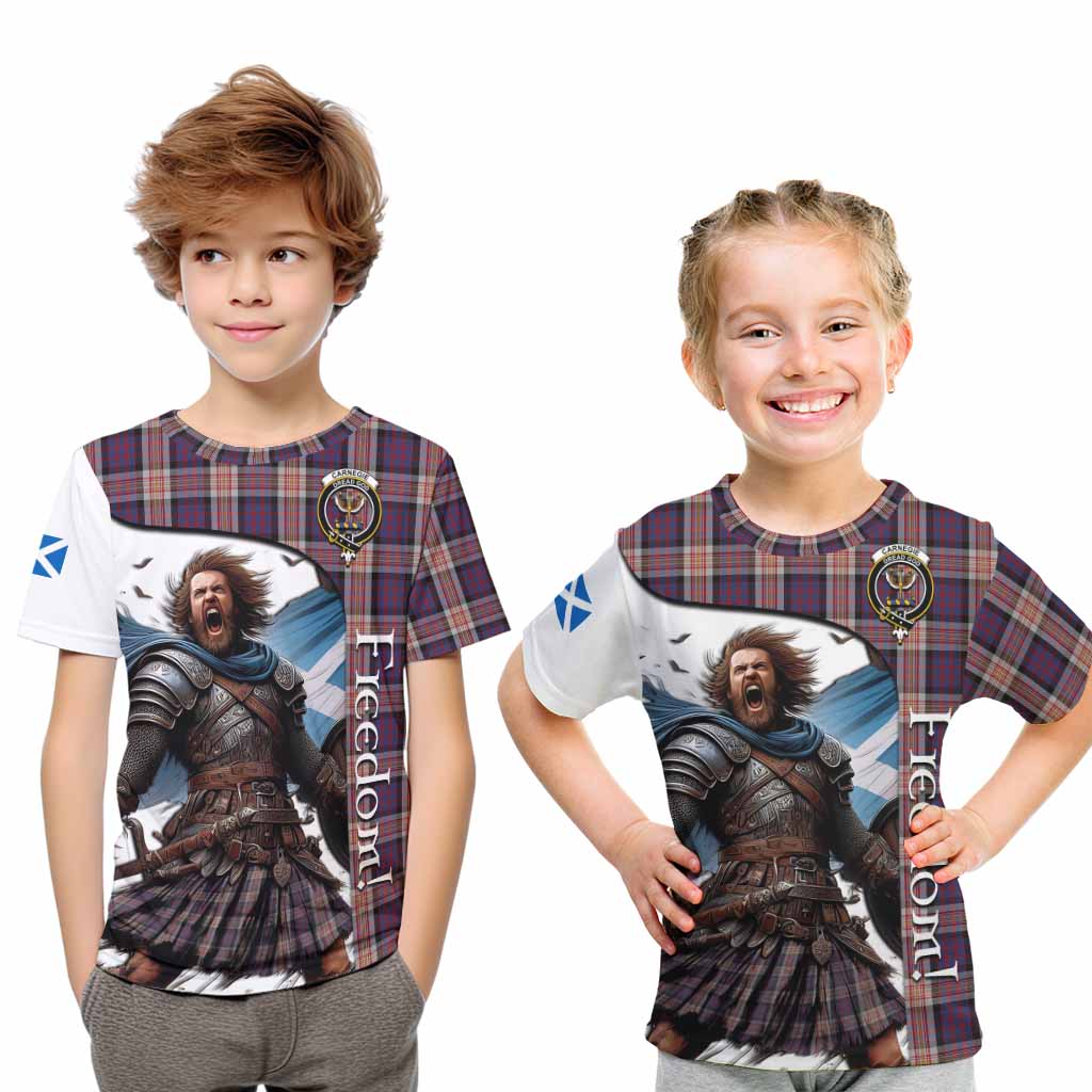 Tartan Vibes Clothing Carnegie Crest Tartan Kid T-Shirt Inspired by the Freedom of Scottish Warrior