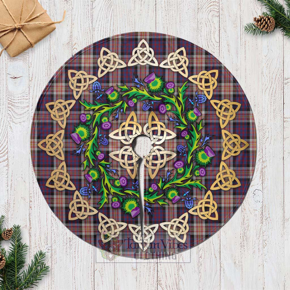 Tartan Vibes Clothing Carnegie Tartan Christmas Tree Skirt with Thistle Celtic Knot Style