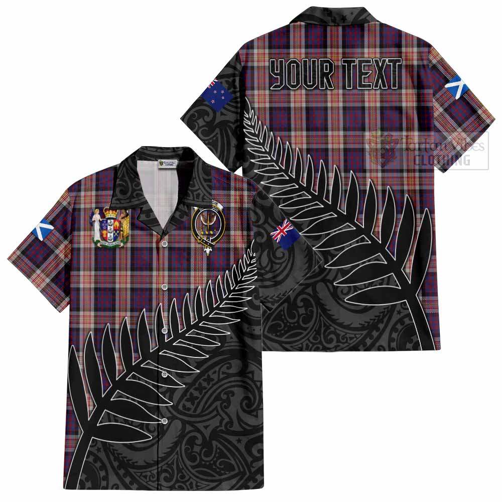 Tartan Vibes Clothing Carnegie Crest Tartan Short Sleeve Button Shirt with New Zealand Silver Fern Half Style