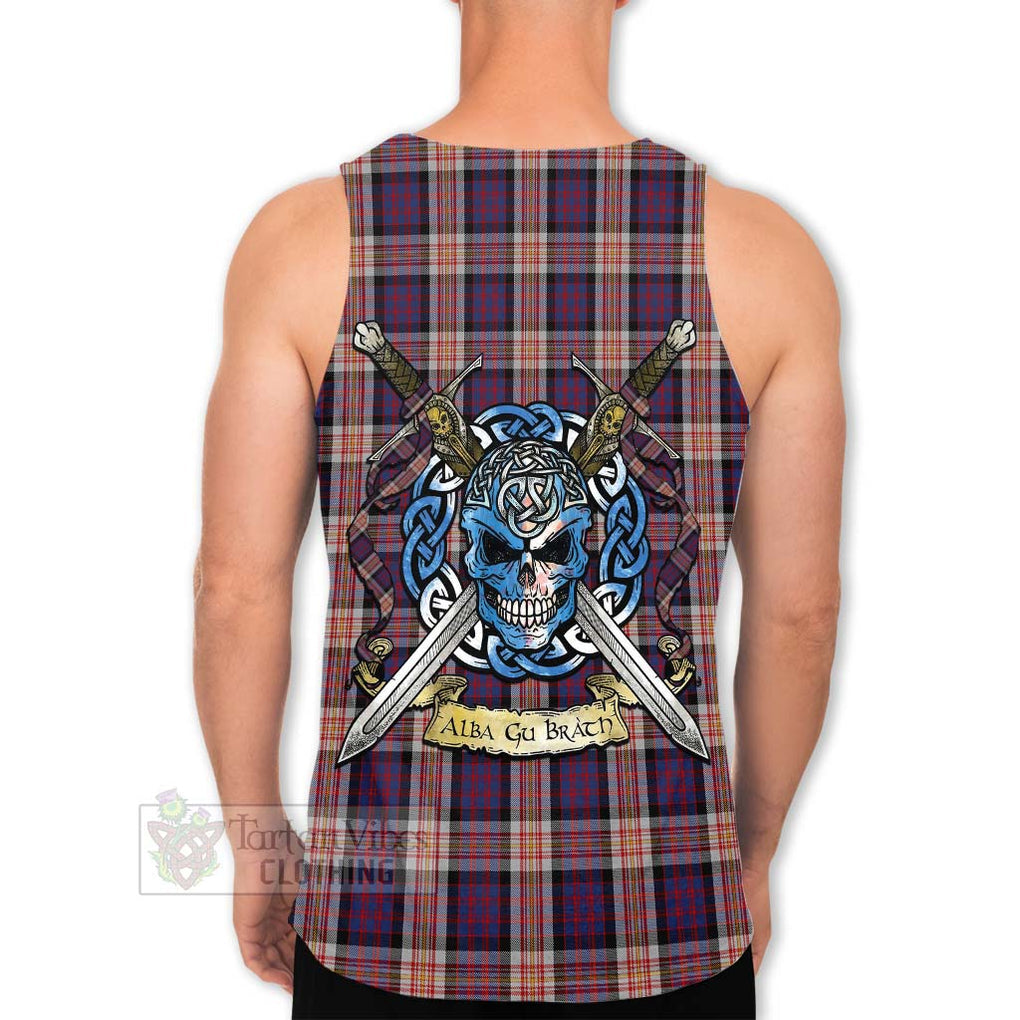 Tartan Vibes Clothing Carnegie Tartan Men's Tank Top with Family Crest Celtic Skull Style