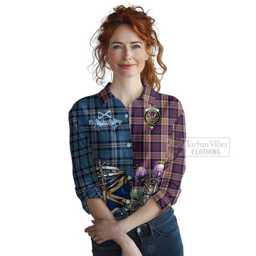 Carnegie Tartan Women's Casual Shirt Happy St. Andrew's Day Half Tartan Style