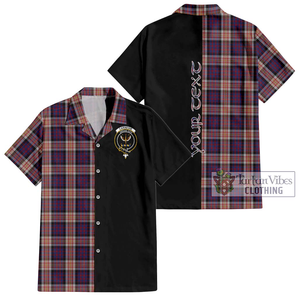 Tartan Vibes Clothing Carnegie Tartan Short Sleeve Button Shirt with Family Crest and Half Of Me Style