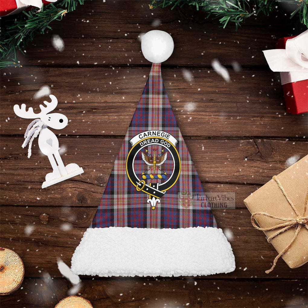 Tartan Vibes Clothing Carnegie Tartan Christmas Santa Hats with Family Crest