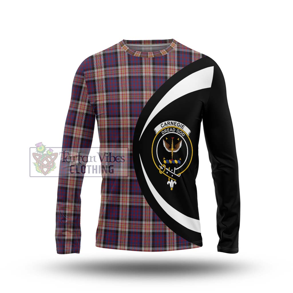 Carnegie Tartan Long Sleeve T-Shirt with Family Crest Circle Style Unisex - Tartan Vibes Clothing