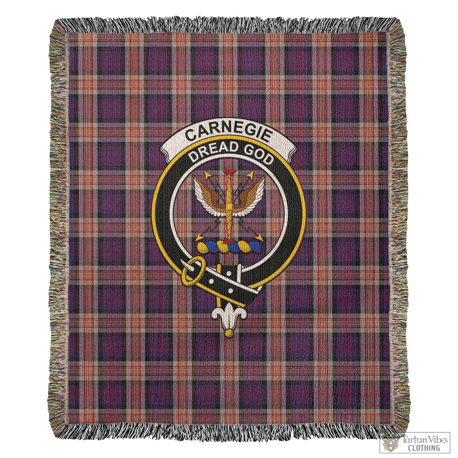 Tartan Vibes Clothing Carnegie Tartan Woven Blanket with Family Crest