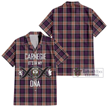 Carnegie Tartan Short Sleeve Button Shirt with Family Crest DNA In Me Style